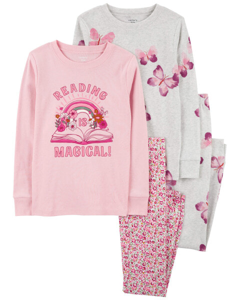 Kid 4-Piece Reading 100% Snug Fit Cotton Pajamas 7