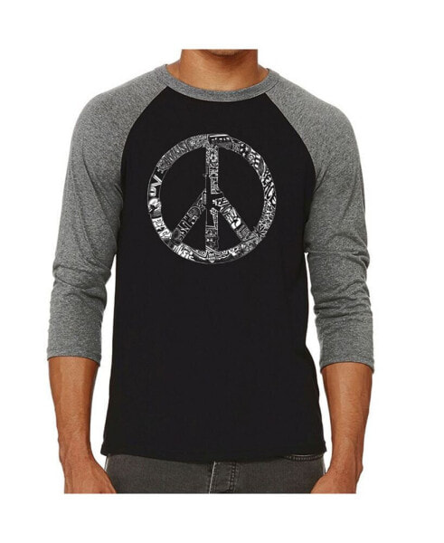 Peace, Love and Music Men's Raglan Word Art T-shirt