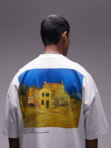 Topman extreme oversized fit t-shirt with The Yellow House print in white in collaboration with Van Gogh Museum