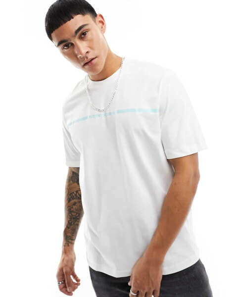 Armani Exchange chest stripe logo heavyweight t-shirt in off white