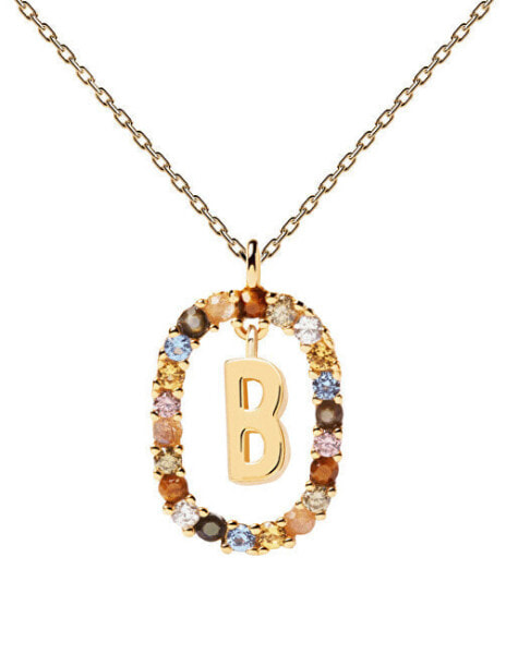 Beautiful gold plated necklace letter "B" LETTERS CO01-261-U (chain, pendant)