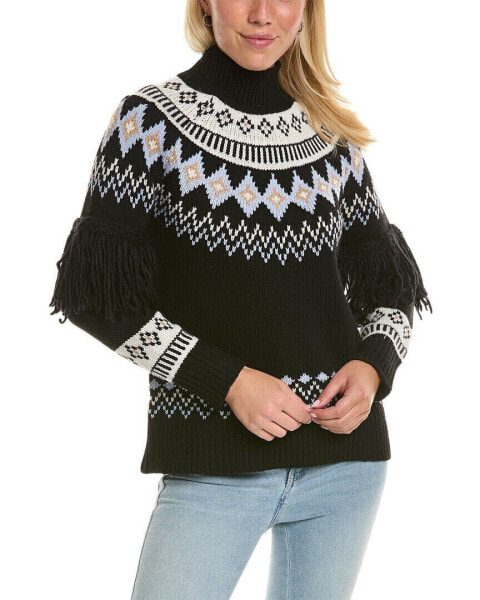 Pearl By Lela Rose Fairisle Wool & Cashmere-Blend Sweater Women's Black Xs