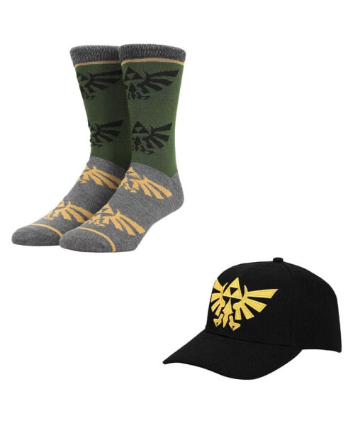 Men's Legend of Zelda 2-Pack Crew Socks and Embroidered Adjustable Hat