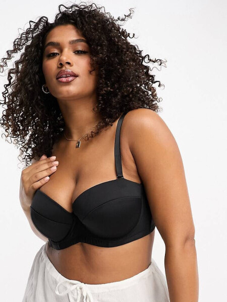 Ivory Rose Curve strapless multiway bra in black