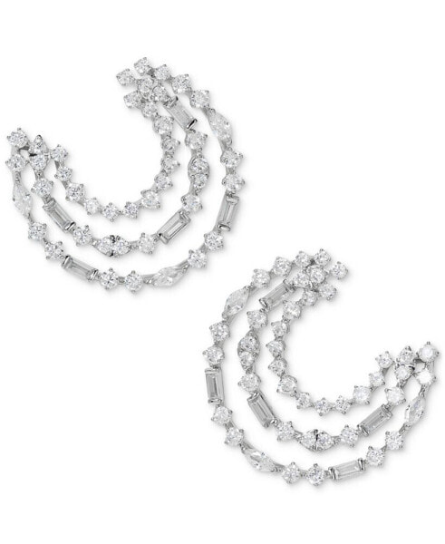 Silver-Tone Mixed Cubic Zirconia Front-Facing Hoop Earrings, Created for Macy's