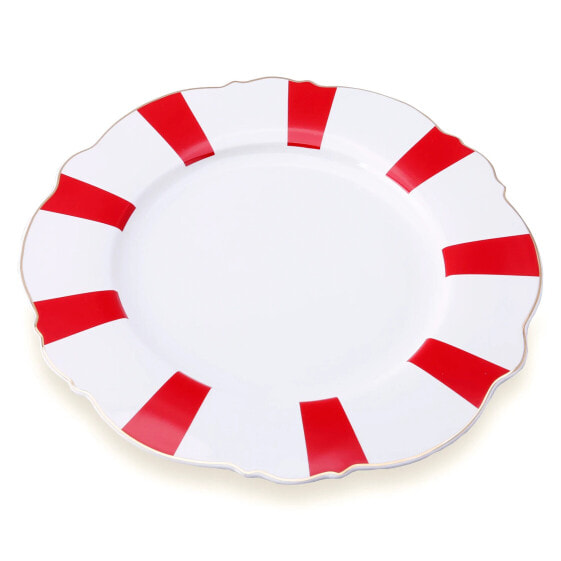 Сервировка стола Karaca Романтическая сервировочная тарелка рубиновая полосатая 27 см