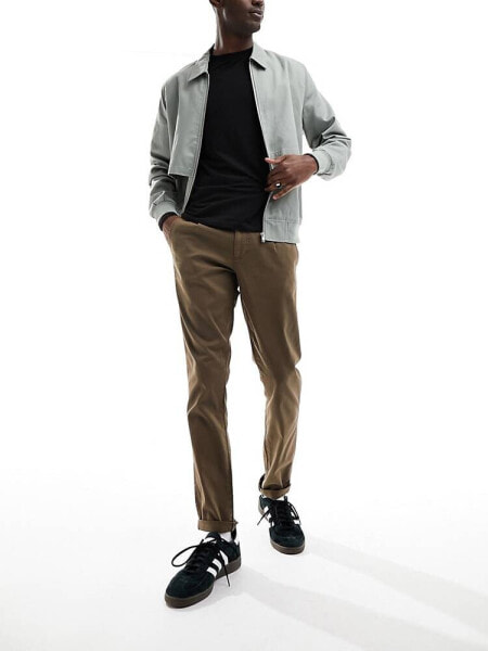 ASOS DESIGN slim washed chino in khaki