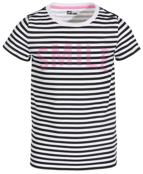 Big Girls Smile Graphic Striped T-Shirt, Created for Macy's