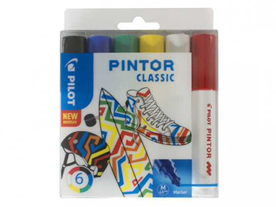 PILOT PEN Pilot Pintor Classic - 6 pc(s) - Black - Blue - Green - Red - White - Yellow - Bullet tip - Assorted colours - Round - 4.5 mm