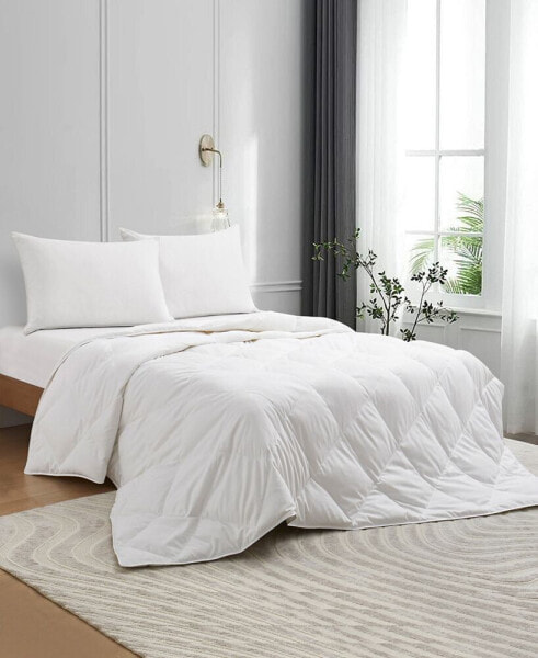 Lightweight White Goose Down Feather Fiber Comforter, California King