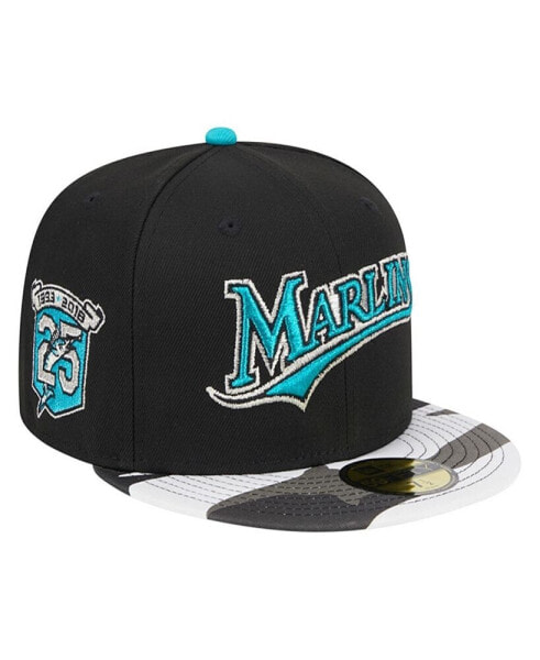 Men's Black Florida Marlins Metallic Camo 59Fifty Fitted Hat