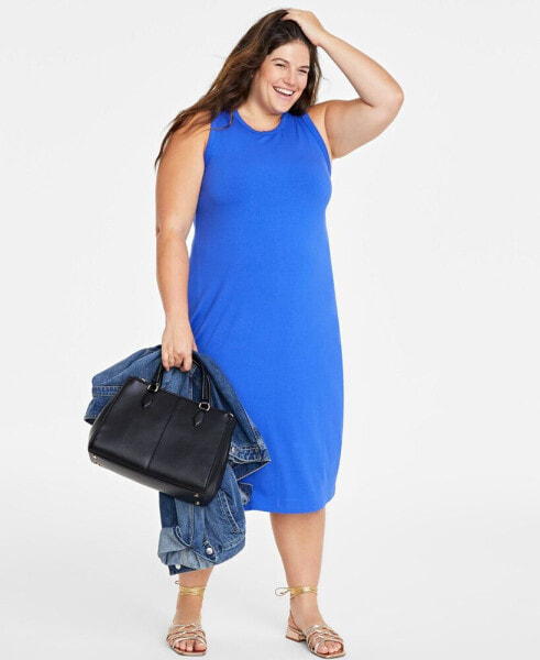 Trendy Plus Size Rib-Knit Midi Tank Dress, Created for Macy's