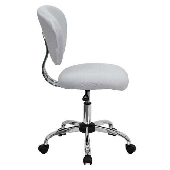Mid-Back White Mesh Swivel Task Chair With Chrome Base