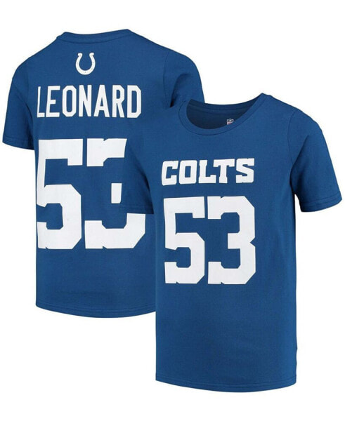 Футболка для младенцев OuterStuff Darius Leonard Royal Indianapolis Colts Mainliner Name and Number