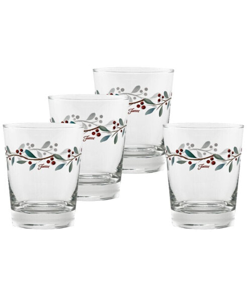 Nutcracker Holly Tapered DOF Double Old Fashioned Glasses, Set of 4
