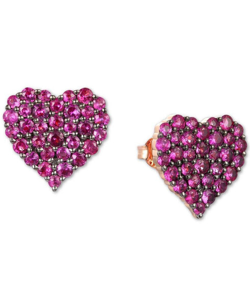 Passion Ruby™ Heart Cluster Stud Earrings (1-1/5 ct. t.w.) in 14k Rose Gold