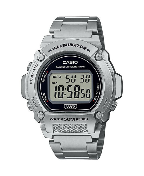 Часы и аксессуары CASIO Наручные часы Digital Silver-tone Stainless Steel 47mm, W219HD-1AV