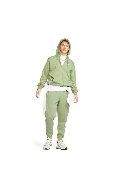 sportswear club fleece erkek yeşil polarlı kapüşonlu fermuarlı spor ceket bv2645
