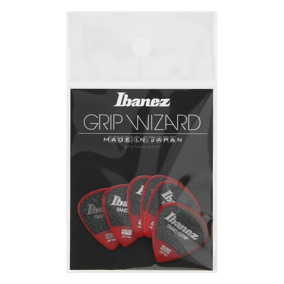 Ibanez PPA16HSG Sand-Grip Short Teardrop Guitar Pick Red 1.0mm (6-Pack)