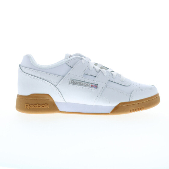 Reebok Workout Plus Mens White Leather Lace Up Lifestyle Sneakers Shoes 7.5