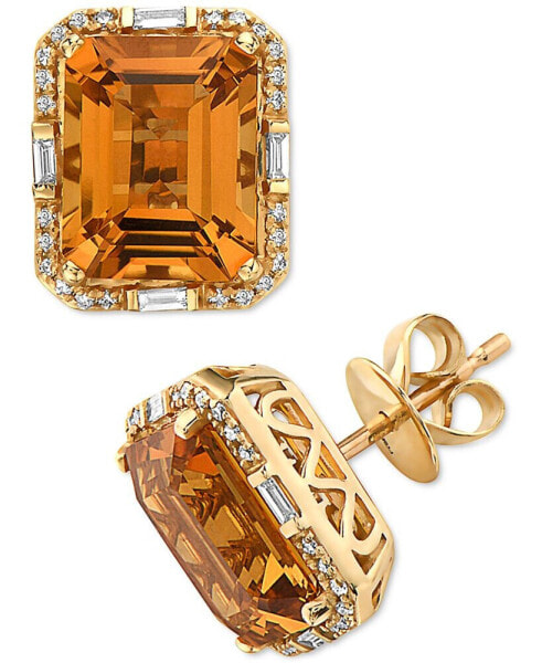 EFFY® Citrine (6-1/10 ct. t.w.) & Diamond (1/4 ct. t.w.) Stud Earrings in 14k Gold