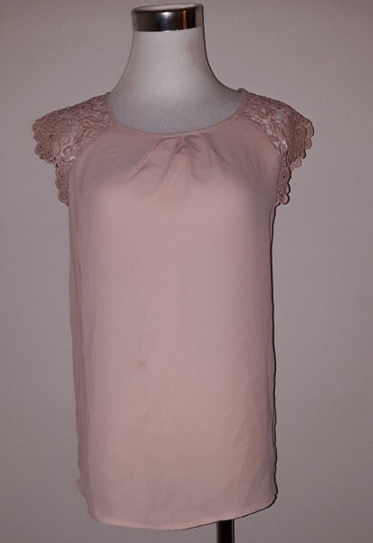 Блузка с коротким рукавом Grace Elements с вырезом лодочка и кружевными вставками нежно-розовая размер XS