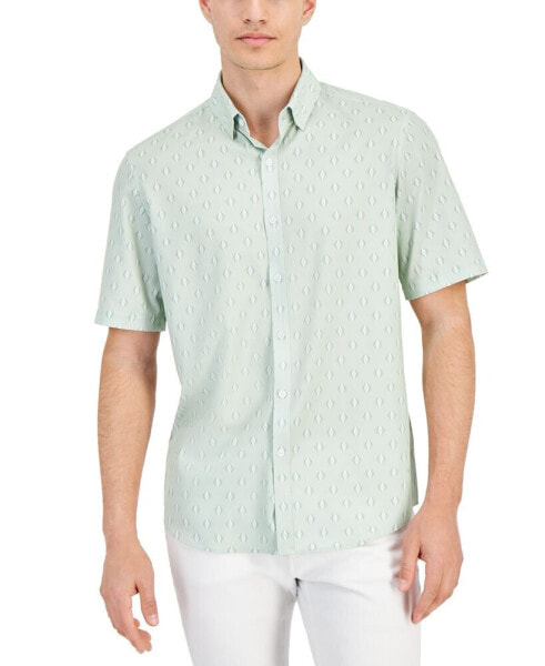 Men's Alfatech Seventy Regular-Fit 4-Way Stretch Geo-Print Button-Down Shirt, Created for Macy's