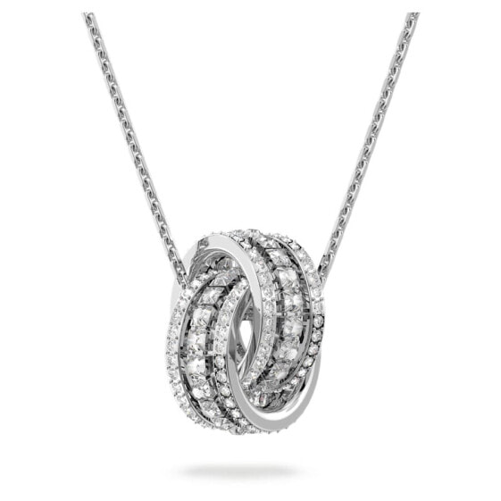 SWAROVSKI Damen Halskette Further Anhänger Verflochtene Ringe, Weiß, Rhodiniert 5409696