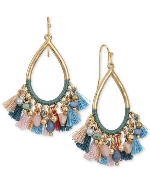 Mixed Bead & Tassel Open Pear-Shape Drop Earrings, Created for Macy's