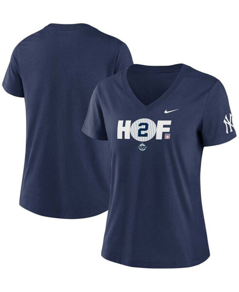 Women's Derek Jeter Navy New York Yankees Hof2 Tri-Blend V-Neck T-shirt