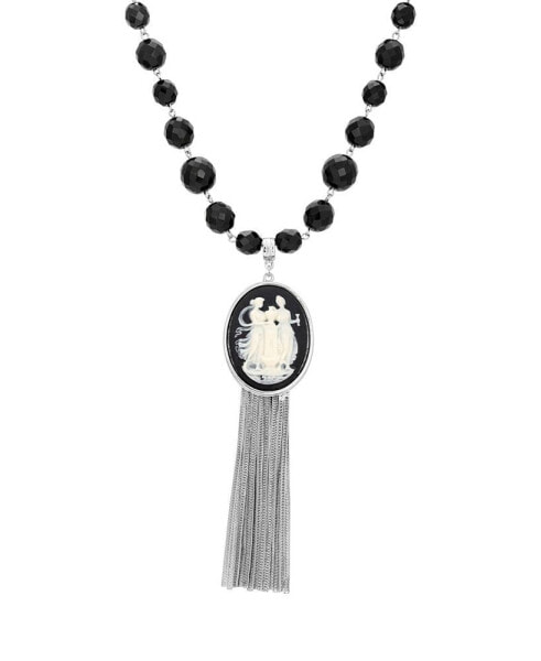 Cameo Chain Fringe Drop Necklace