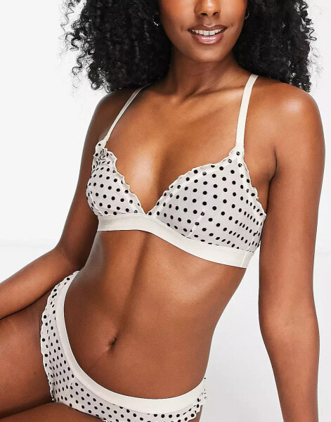 River Island dobby mesh bra in cream