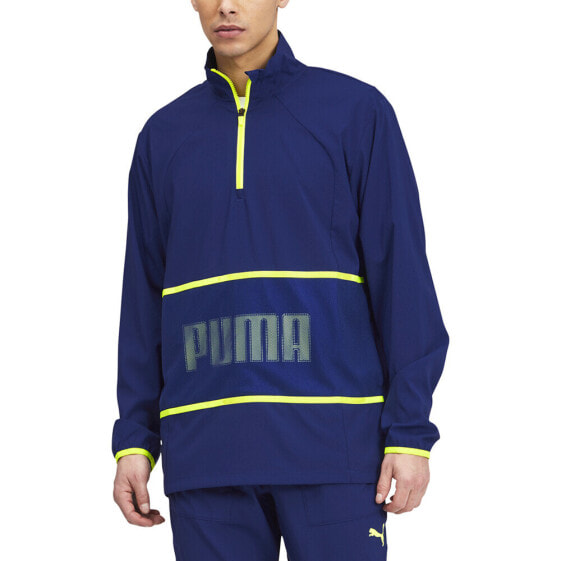 Puma Train Graphic Woven Zip Jacket Mens Blue Casual Athletic Outerwear 5201201