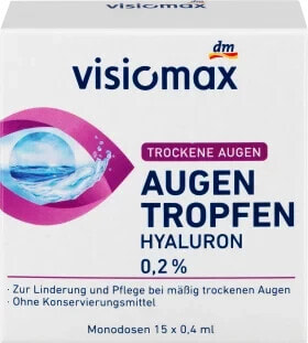 Augentropfen mit 0,2% Hyaluron, ohne Konservierungsmittel, 15 St