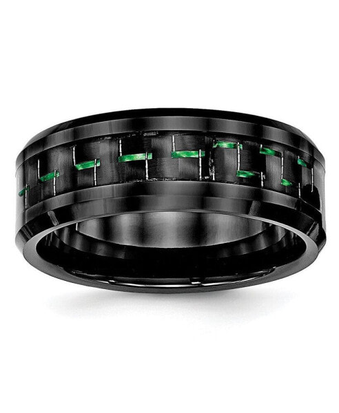 Ceramic Black with Green Carbon Fiber Inlay Beveled Edge Ring