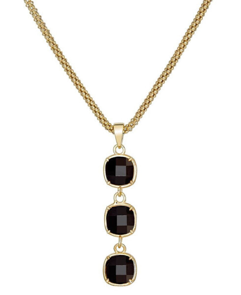 Lapis Lazuli Triple Drop Pendant Necklace in 14k Gold-Plated Sterling Silver, 18 + 3" extender (Also in Onyx & Turquoise)