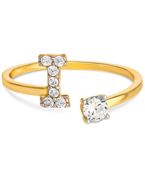 Cubic Zirconia Initial Wrap Ring in 18k Gold-Plated Sterling Silver, Created for Macy's