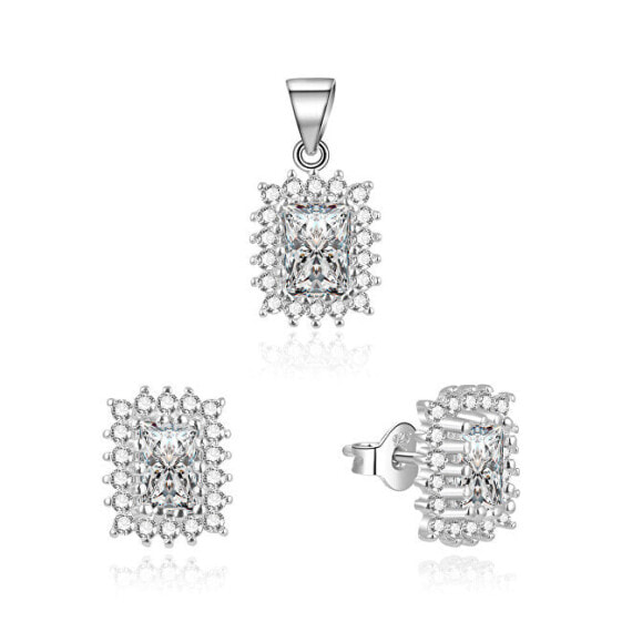 Elegant jewelry set with zircons TAGSET197 (pendant, earrings)
