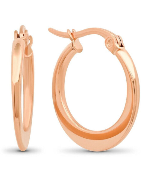 18K Rose Gold Plated Stainless Steel Flat Hoop Earrings