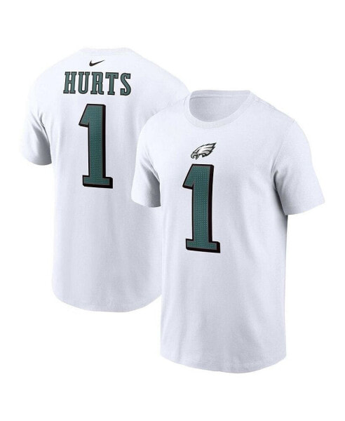Men's Jalen Hurts White Philadelphia Eagles Player Name and Number T-shirt