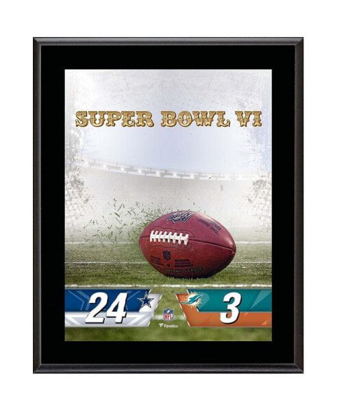 Dallas Cowboys vs. Miami Dolphins Super Bowl VI 10.5" x 13" Sublimated Plaque