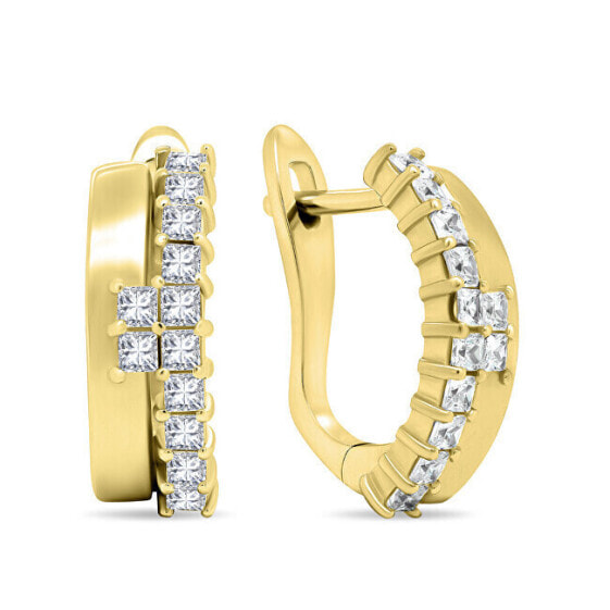 Charming gold-plated earrings with zircons EA549Y