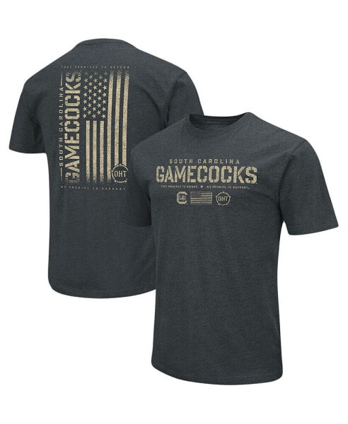 Men's Heathered Black South Carolina Gamecocks OHT Military-Inspired Appreciation Flag 2.0 T-shirt