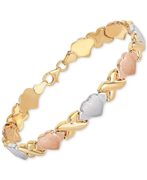 Hearts & Kisses Link Bracelet in 18k Tri-Color Gold-Plated Sterling Silver, Created for Macy's (Also in Gold Over Silver and Sterling Silver)