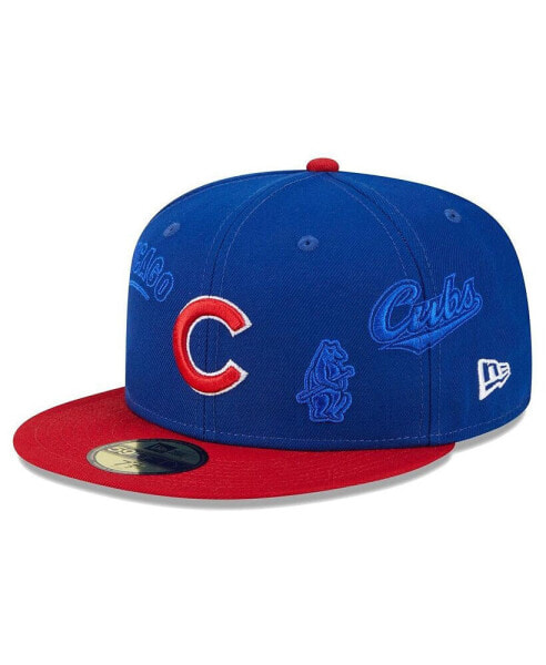 Men's Royal/Red Chicago Cubs Multi Logo 59FIFTY Fitted Hat