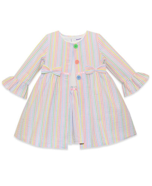 Baby Girls Multi Colored Seersucker Coat Dress Set