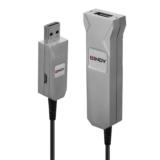 Lindy USB 3.0 Hybrid Cable 50m - 50 m - USB A - USB A - USB 3.2 Gen 1 (3.1 Gen 1) - Male/Female - Black - Silver