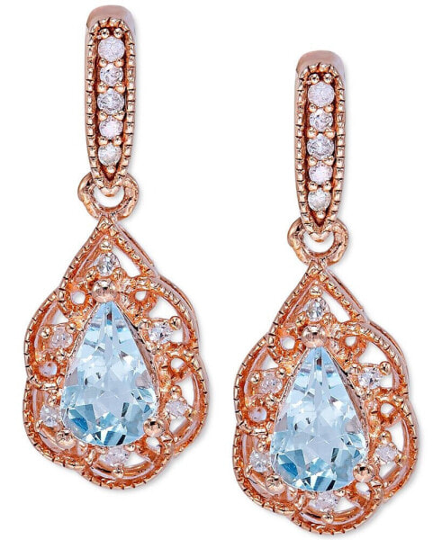 Серьги Macy's Aquamarine & Diamond