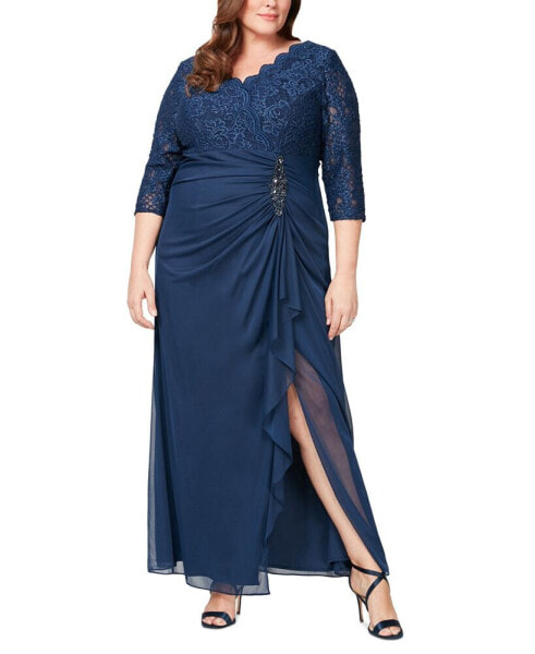Plus Size Embellished Empire-Waist Gown
