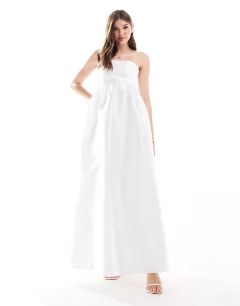 Vila Bridal bandeau maxi dress in white